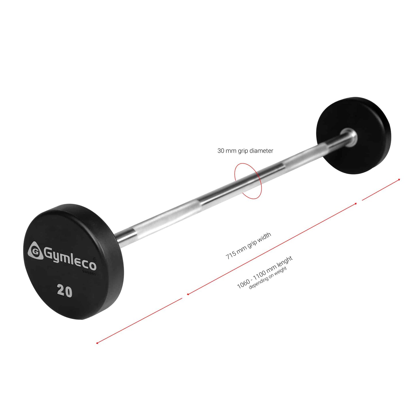 Fixed barbells, PU rubber