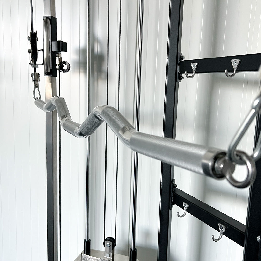 Curved Pulldown Handle for Dual Pulley